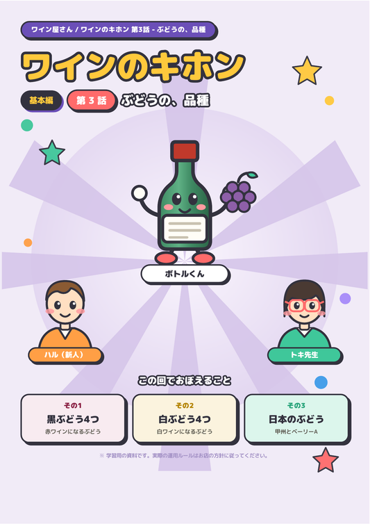 ワインのキホン 第3話 ─ ぶどうの、品種 表紙